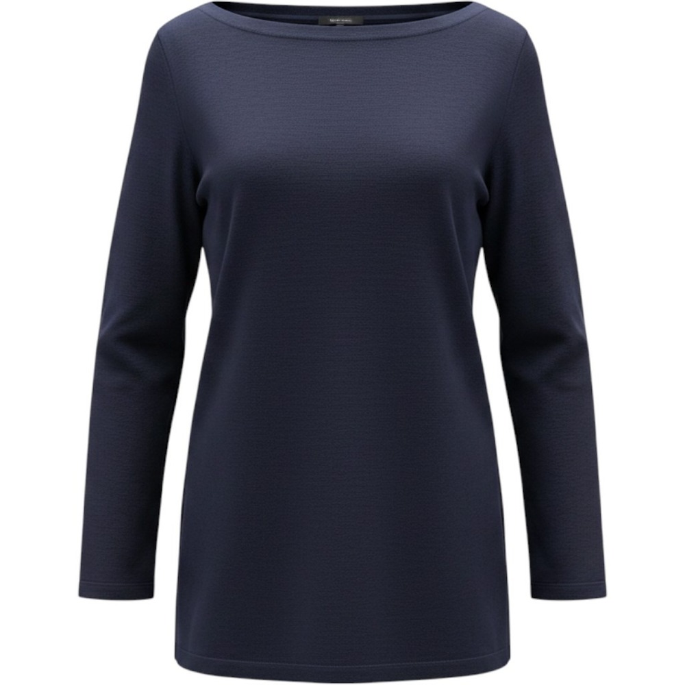 Lauren Ralph Lauren Knit Top Womens M Navy Blue Excellent Silk Blend Boatneck